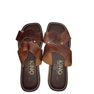 KINO Sandals Custom hand made leather British Brow size10 Women NEW